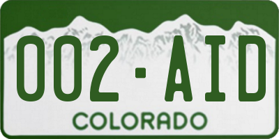 CO license plate 002AID