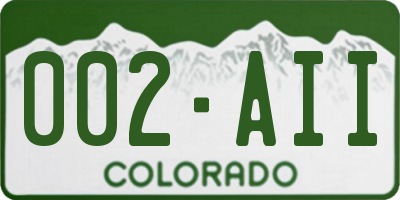 CO license plate 002AII
