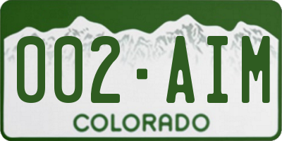 CO license plate 002AIM