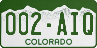 CO license plate 002AIQ