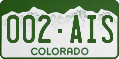 CO license plate 002AIS