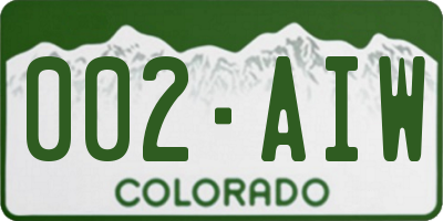 CO license plate 002AIW