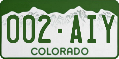 CO license plate 002AIY