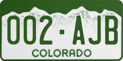 CO license plate 002AJB