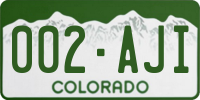 CO license plate 002AJI