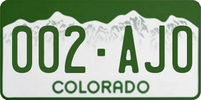 CO license plate 002AJO