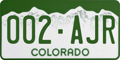 CO license plate 002AJR