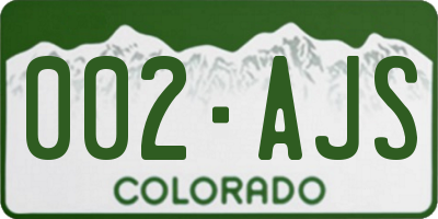 CO license plate 002AJS