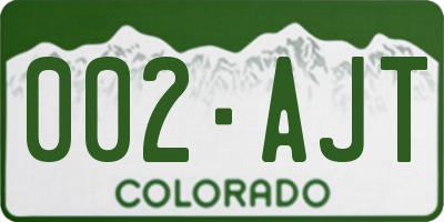 CO license plate 002AJT