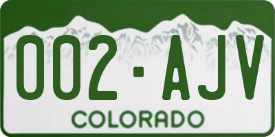 CO license plate 002AJV