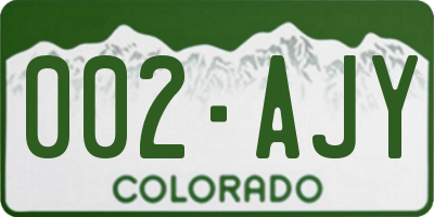 CO license plate 002AJY