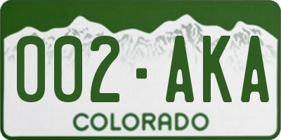 CO license plate 002AKA