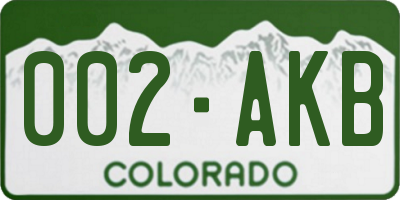 CO license plate 002AKB