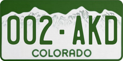 CO license plate 002AKD