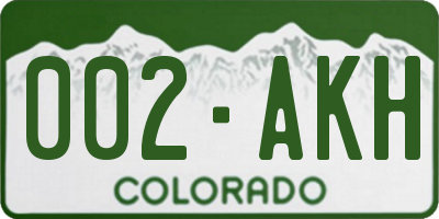 CO license plate 002AKH