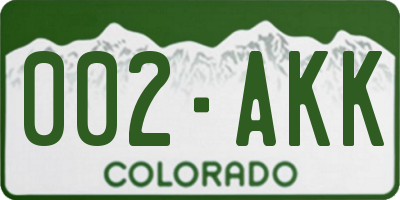 CO license plate 002AKK