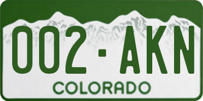 CO license plate 002AKN