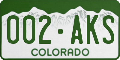 CO license plate 002AKS