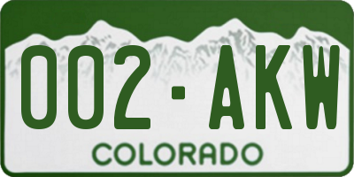 CO license plate 002AKW
