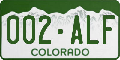 CO license plate 002ALF