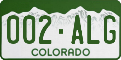 CO license plate 002ALG