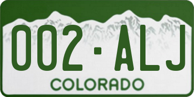 CO license plate 002ALJ