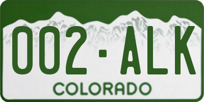 CO license plate 002ALK