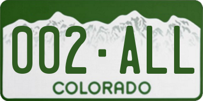 CO license plate 002ALL