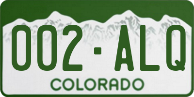 CO license plate 002ALQ