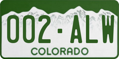CO license plate 002ALW