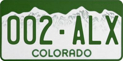 CO license plate 002ALX