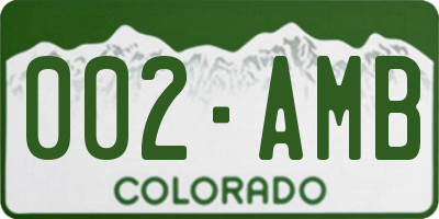 CO license plate 002AMB