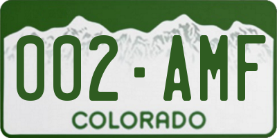 CO license plate 002AMF