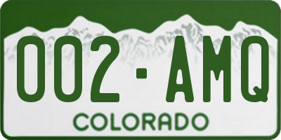 CO license plate 002AMQ