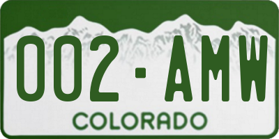 CO license plate 002AMW