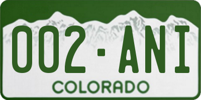 CO license plate 002ANI