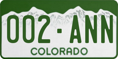CO license plate 002ANN