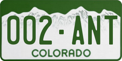 CO license plate 002ANT