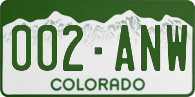 CO license plate 002ANW