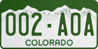 CO license plate 002AOA