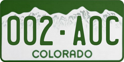 CO license plate 002AOC