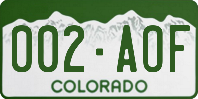 CO license plate 002AOF