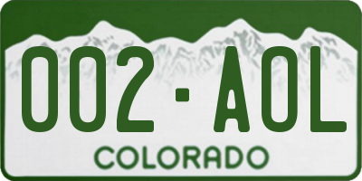 CO license plate 002AOL