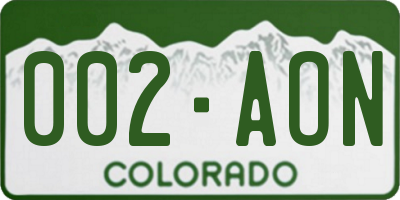 CO license plate 002AON