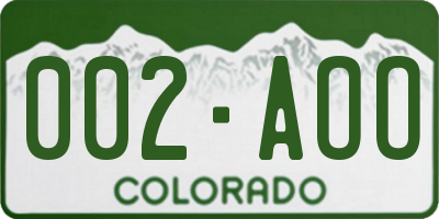 CO license plate 002AOO