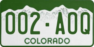 CO license plate 002AOQ