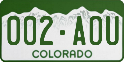 CO license plate 002AOU
