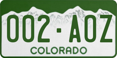 CO license plate 002AOZ