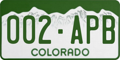 CO license plate 002APB