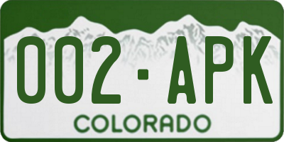 CO license plate 002APK